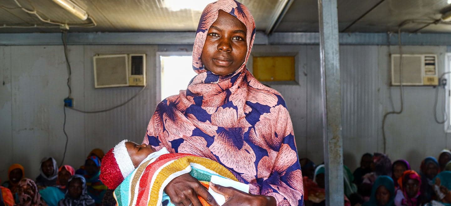 Mother and child at Kalma camp health center in Darfur, South Sudan