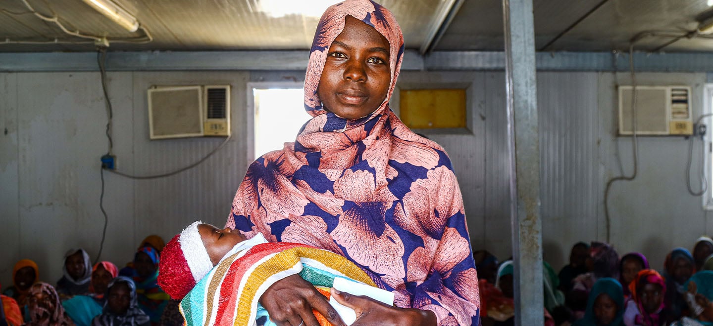 Mother and child at Kalma camp health center in Darfur, South Sudan