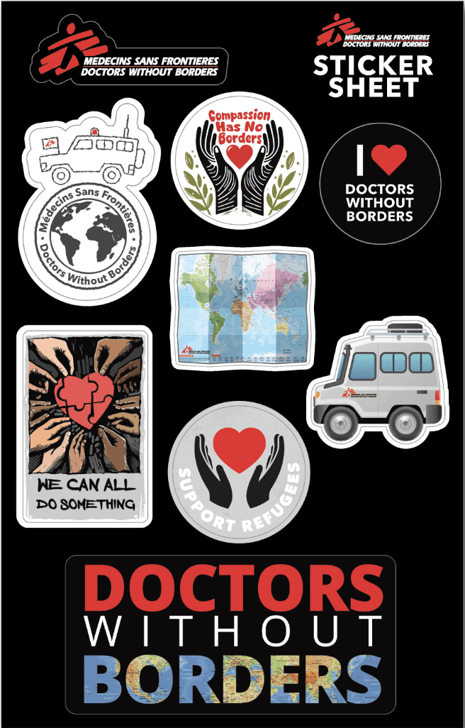 Médecins Sans Frontières / Doctors Without Borders duffle bag with logo on the front.